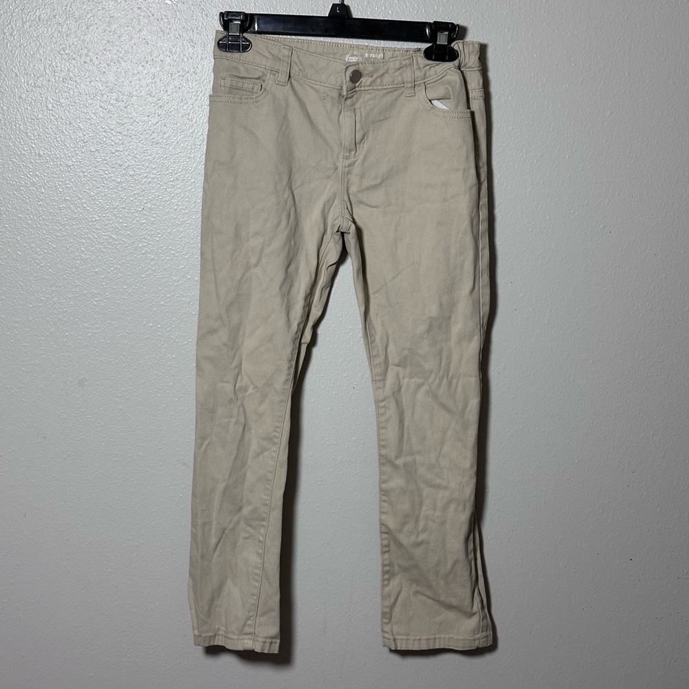 Wonder Nation Girls Kids Khaki Tan School Uniform‎ Pants Straight size 10 Plus.